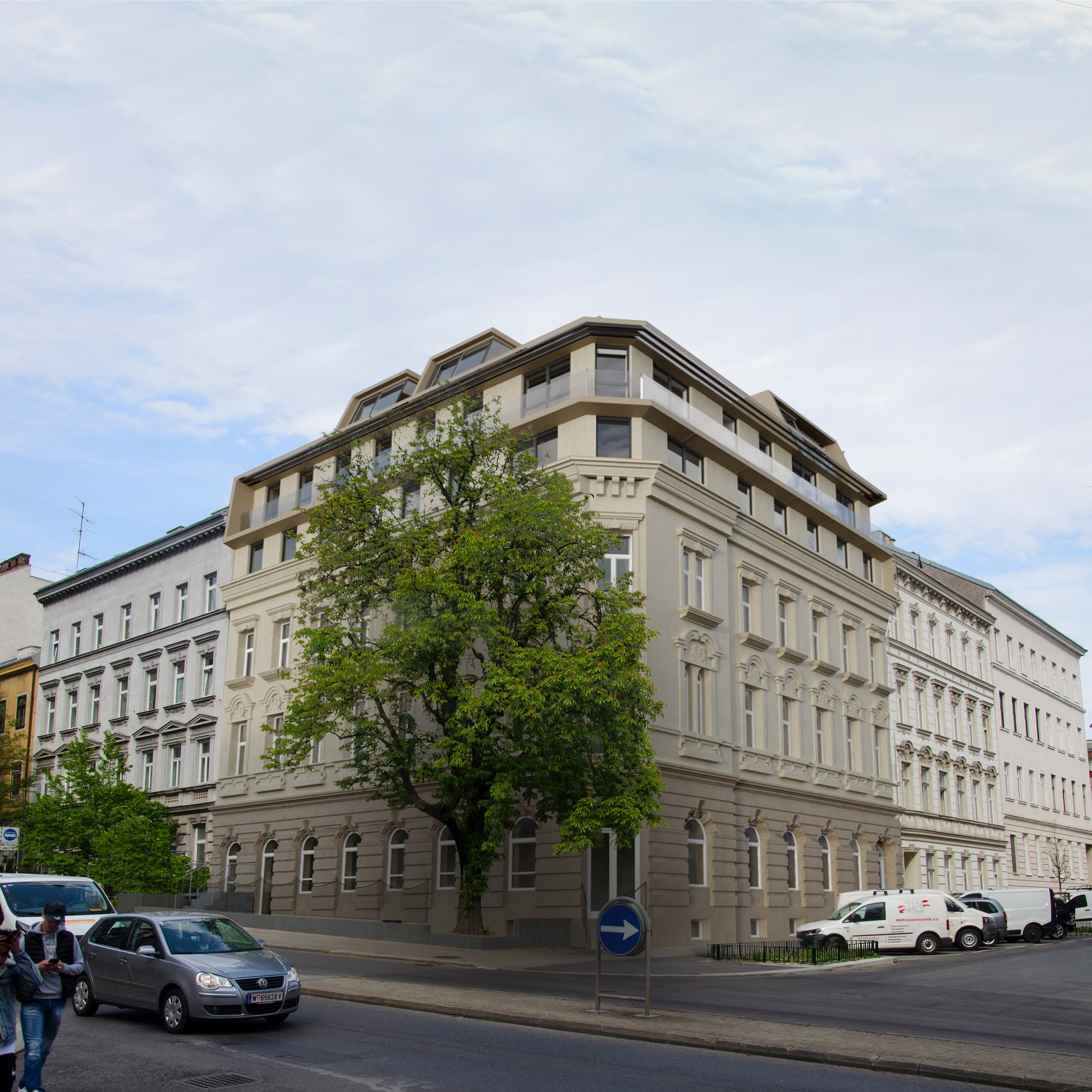 Entwurf für den Dachgeschoßausbau Fenzlgasse im 15. Bezirk